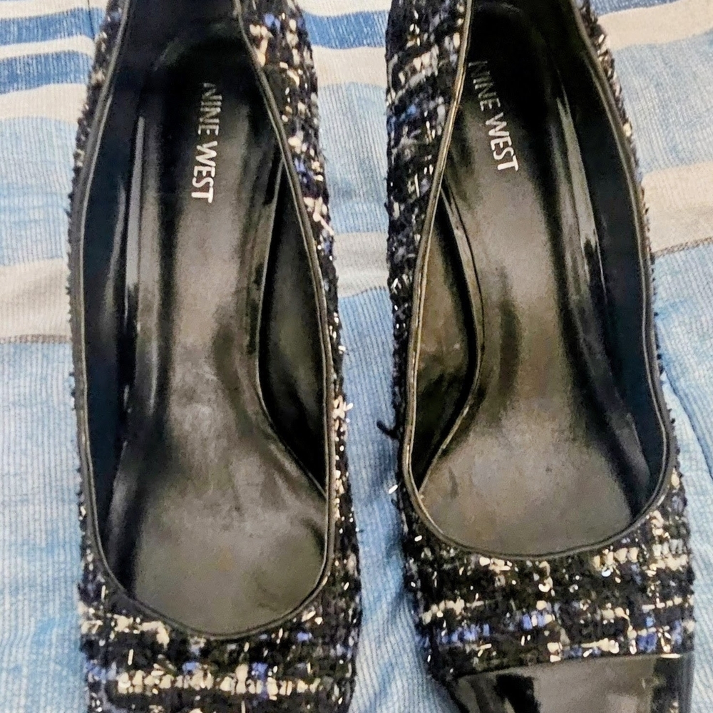 Nine West Black & Blue Tweed Women's Shoes